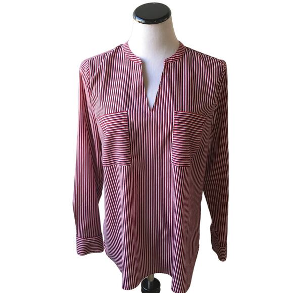 Cabi Franklin Red V Neck Striped Blouse - Picture 3 of 10